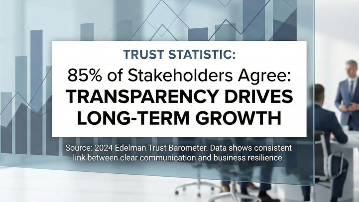 Edelman stat: “Edelman’s Trust Barometer shows that transparency is a key driver of stakeholder trust, and trust fuels growth.”